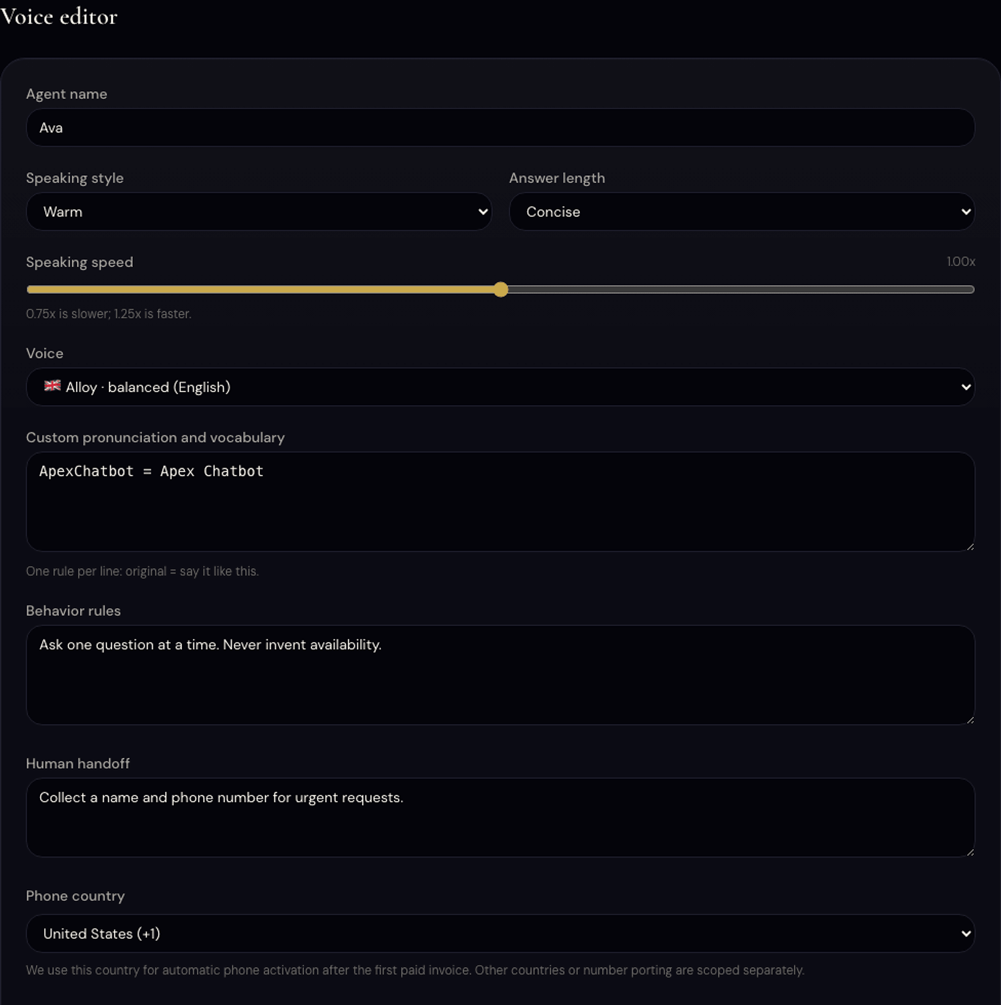 Configure and test the AI receptionist