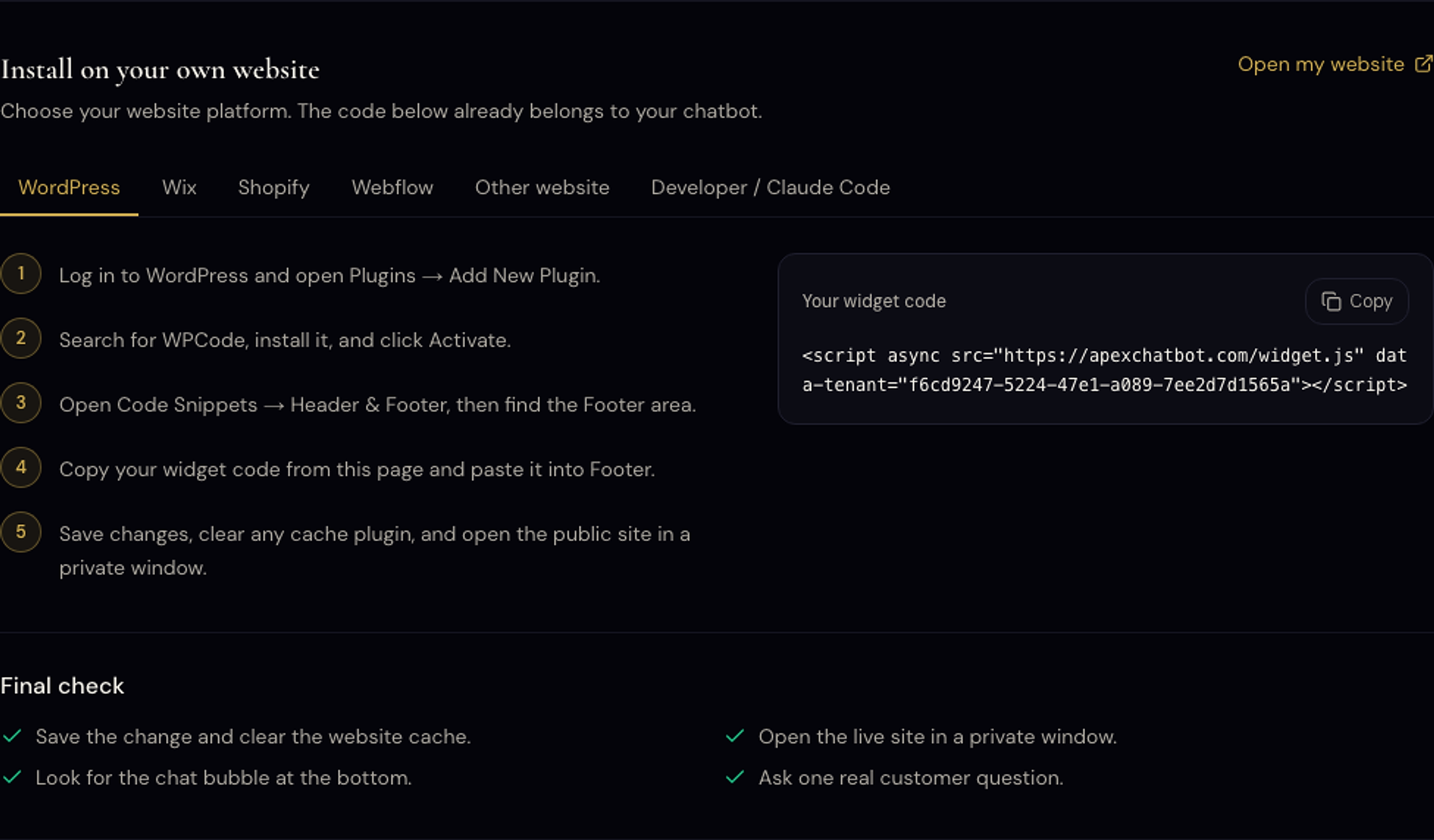 Chatbot setup guide