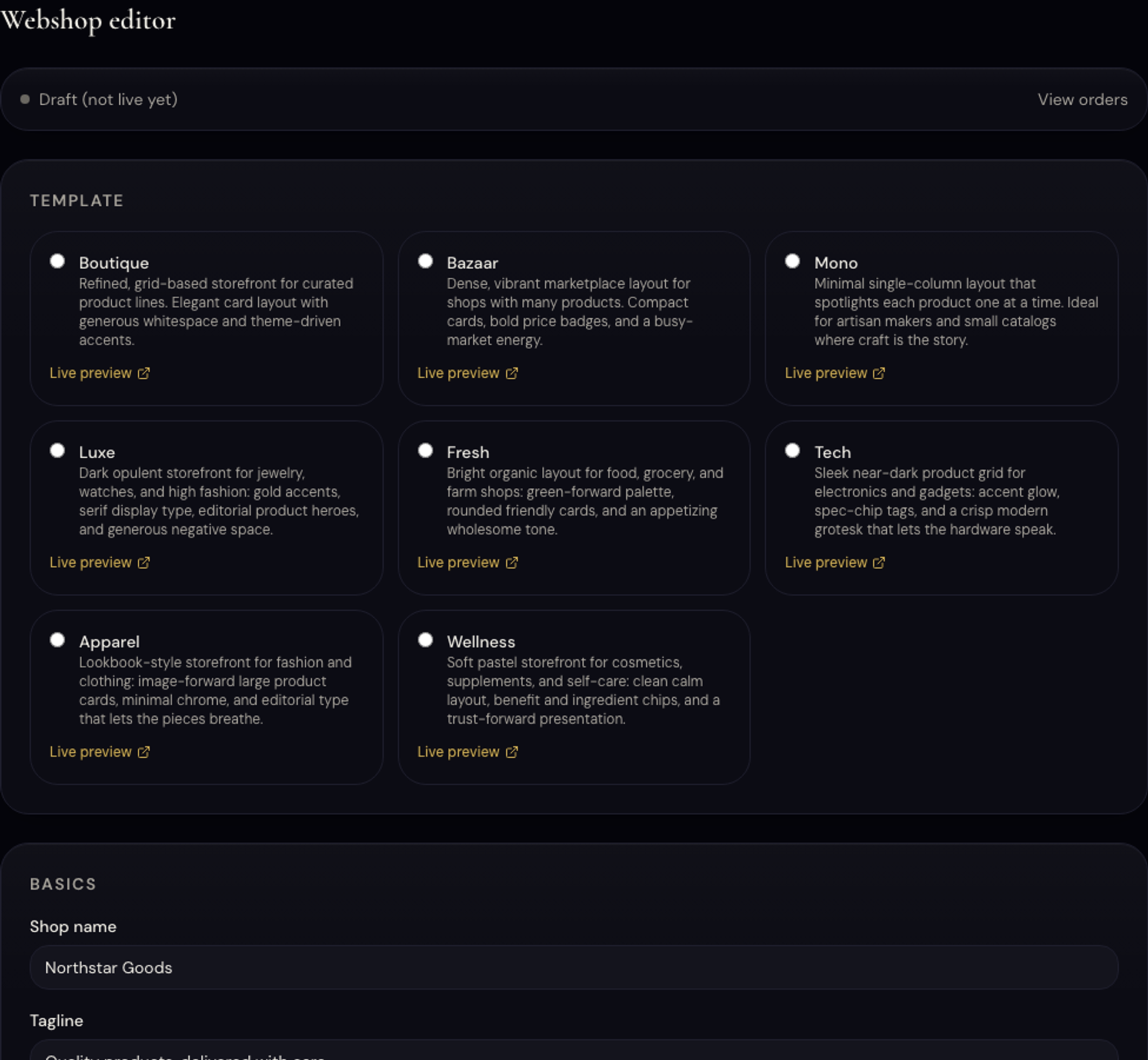 Webshop setup guide